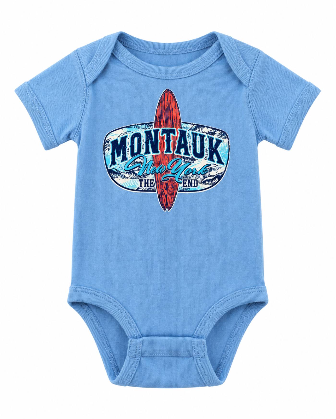 Baby Montauk Vintage Surfboard Bodysuit - Blue