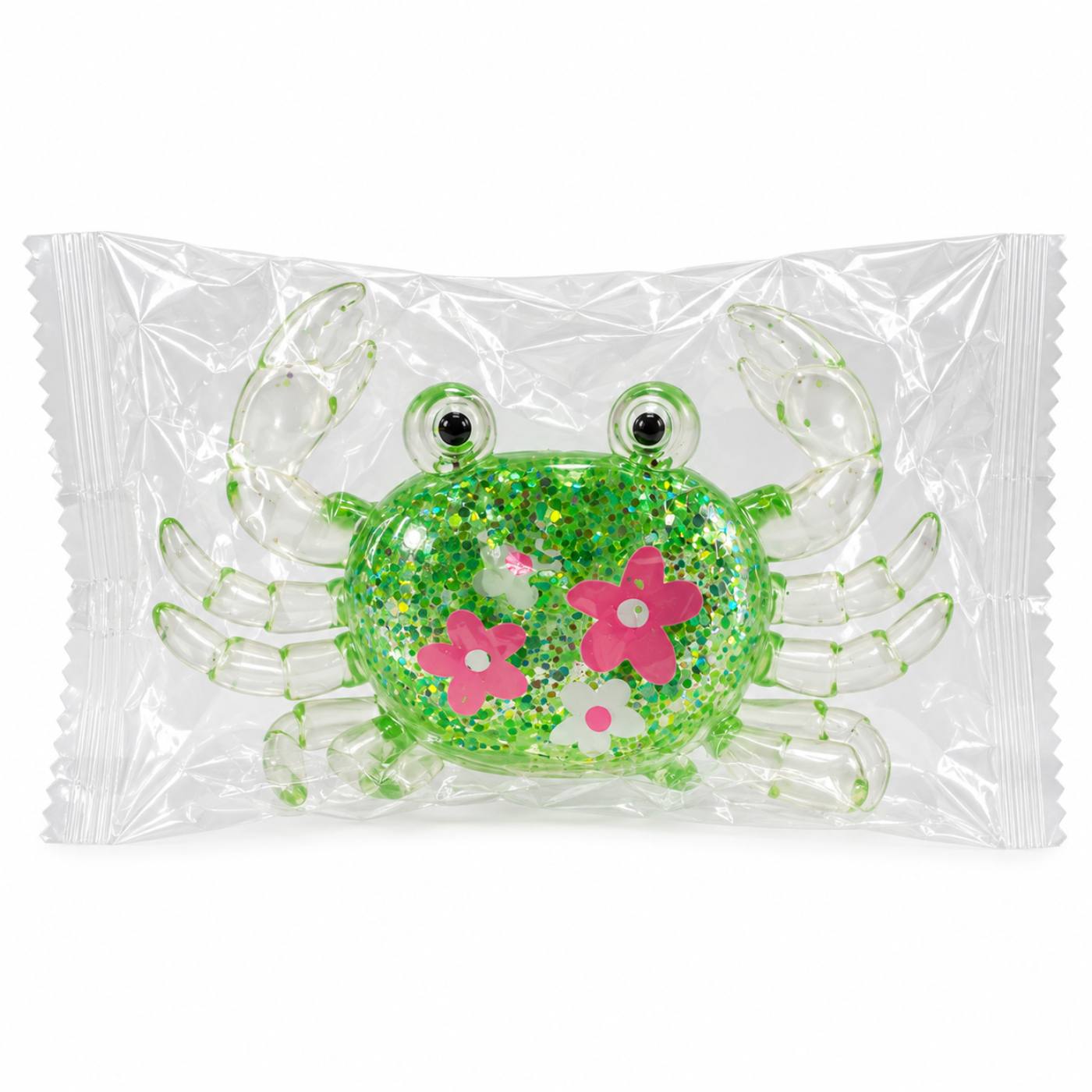Glitter Flower Crab Squishy - Green