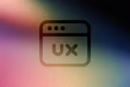 Icon of a web browser window with the letters 'UX' inside, against a blurred, colorful background.