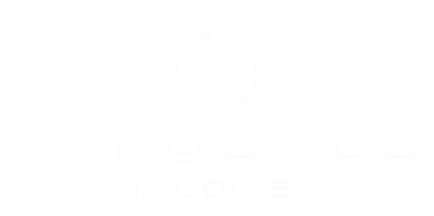 SCUBASPA Maldives brand logo with abstract circular icon above the text
