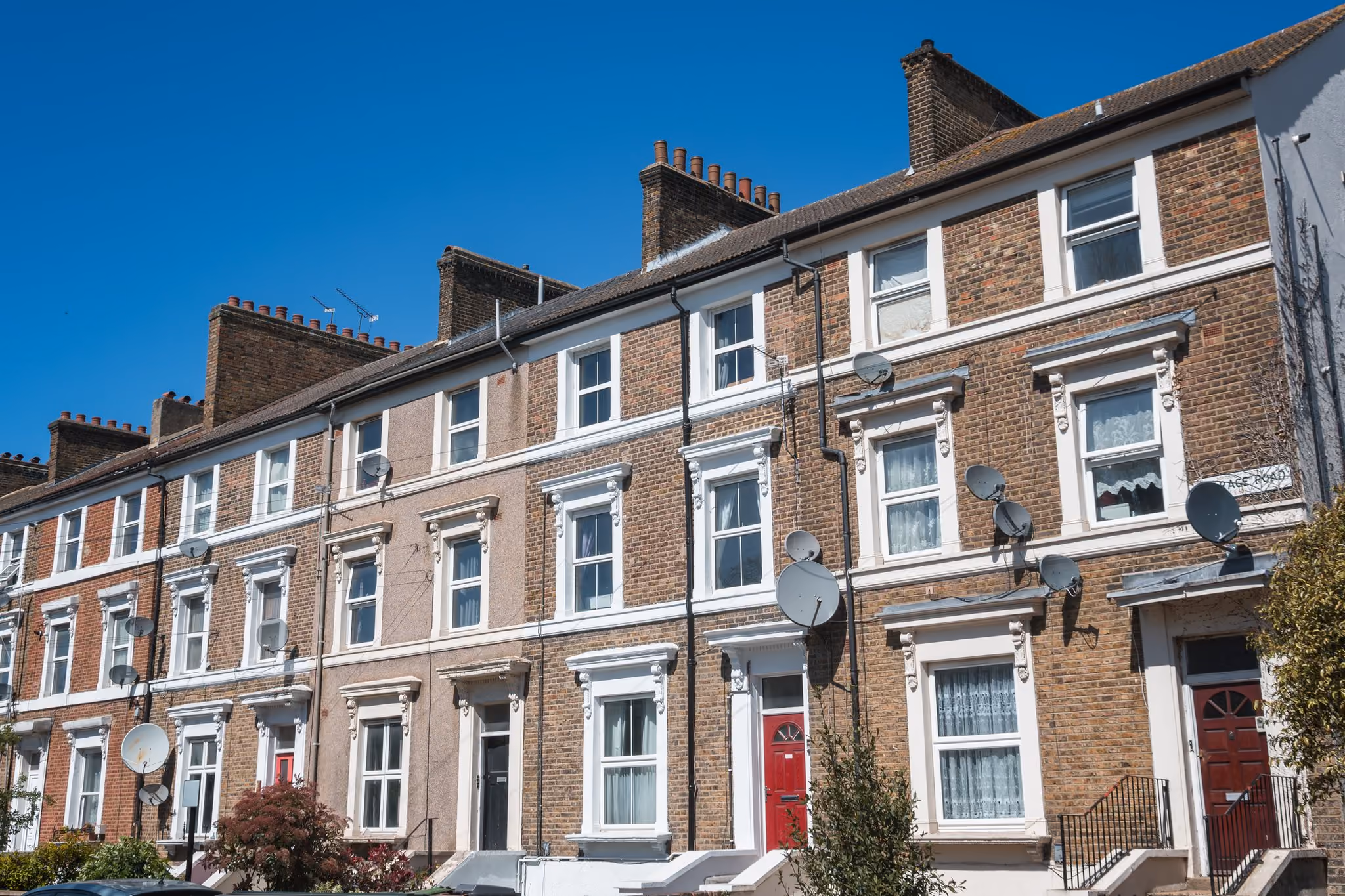 Row of traditional terraced houses in London
