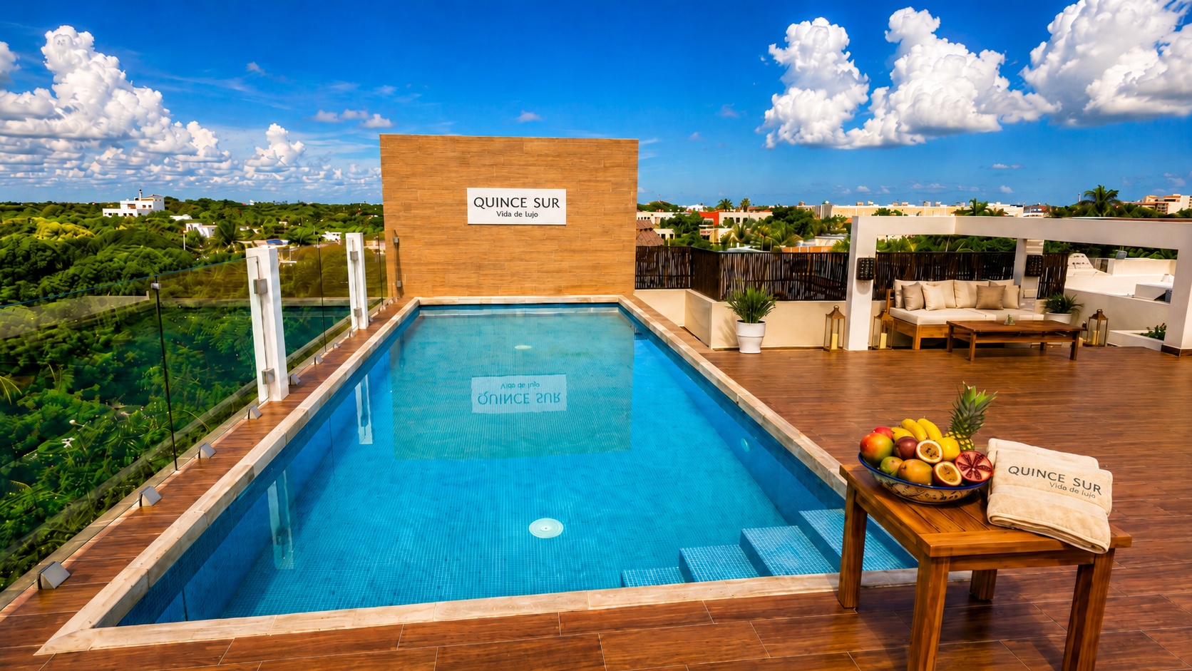 Roof terrace with BBQ at Quince Sur condo for sale in Playa Del Carmen near the beach