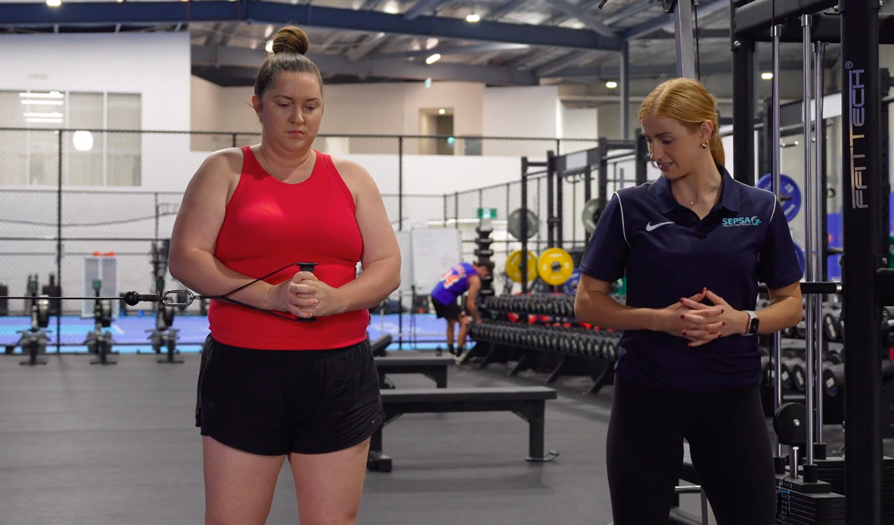 helping out client in the gym at sepsa