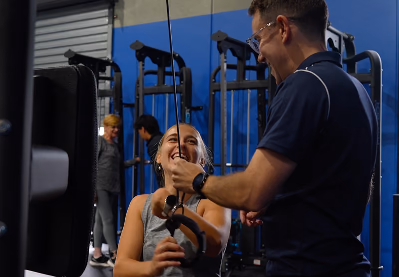 chris with client in sepsa gym