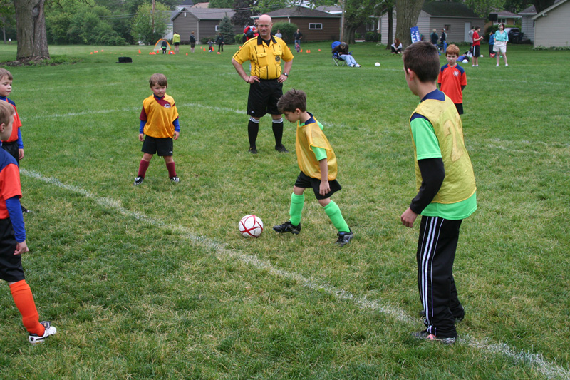 Kids practising for their soccer game