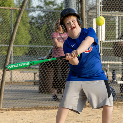 A boy playing baseball