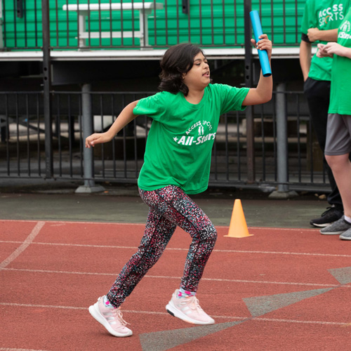 A girl running on the track