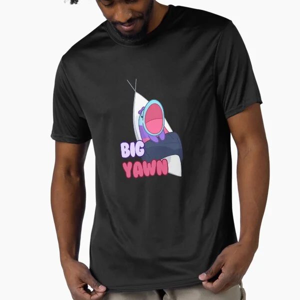 Activewear black t-shirt with sock monster design on it