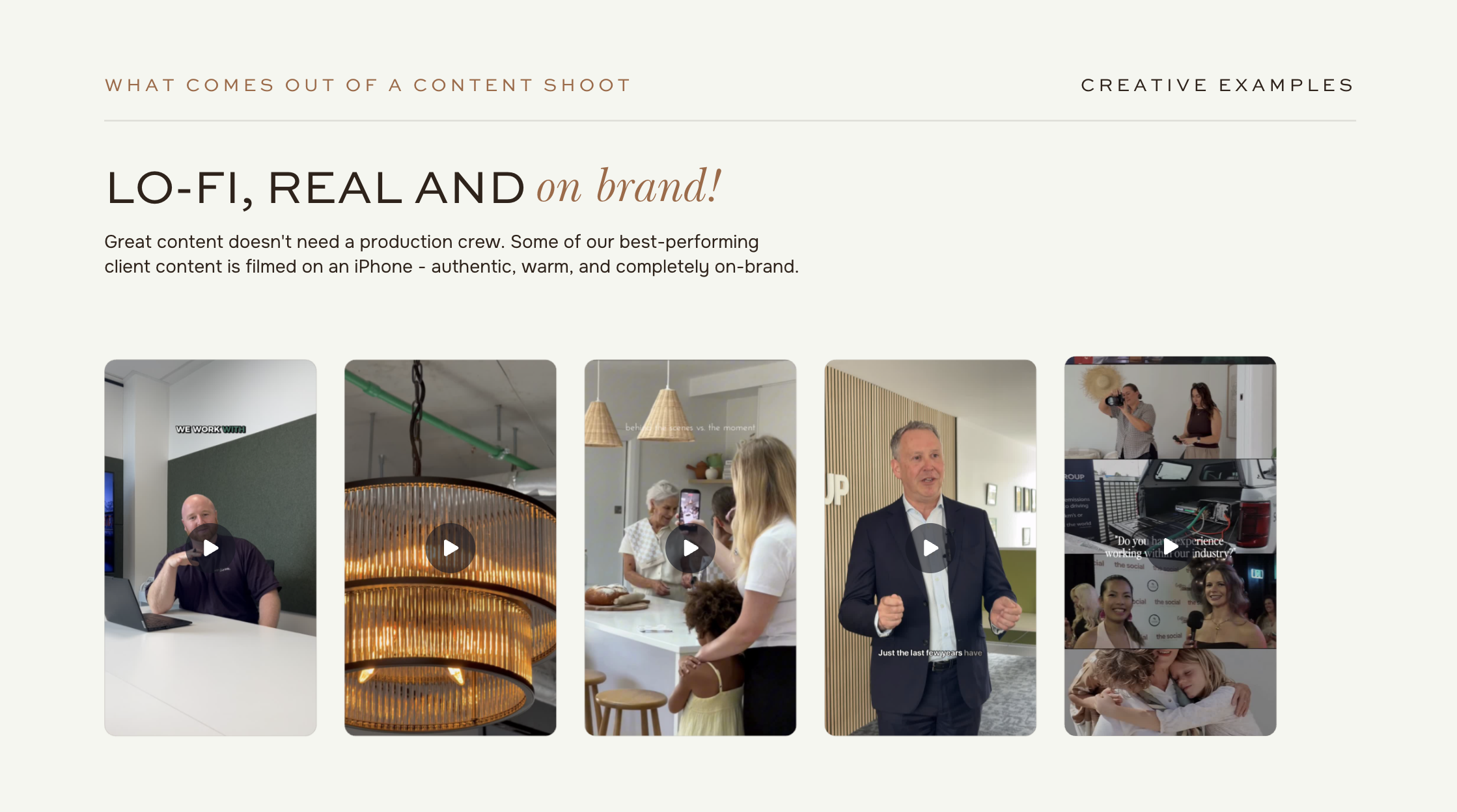 Examples of video content created for clients