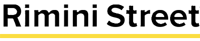 Text logo reading 'Rimini Street' with a yellow underline below the text.