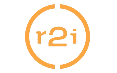 Orange logo with lowercase letters 'r2i' inside a broken circular outline.