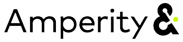 Text logo reading 'Amperity' in black lowercase letters with an ampersand symbol featuring a black and white circular design and a small green dot to the right.