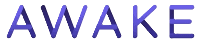 The word 'AWAKE' displayed in uppercase letters with a blue to purple gradient color.