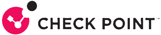 Check Point logo with a pink circle containing a white checkmark connected to a black dot, followed by the bold text 'CHECK POINT'.