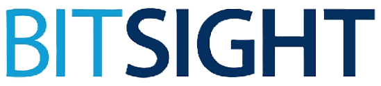 Bitsight logo text in blue and dark blue font.