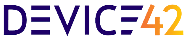 Device42 logo with dark blue stylized letters and the number 42 in a gradient from orange to yellow.