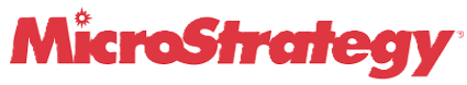 MicroStrategy company logo in red text with a starburst design over the letter 'M'.