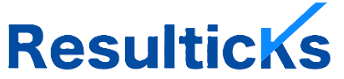 Resulticks logo with a stylized blue arrow extending from the letter K.