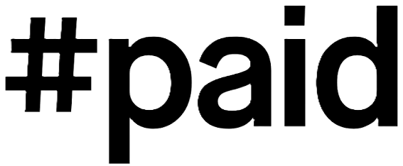 Bold black text reading '#paid' on a white background.