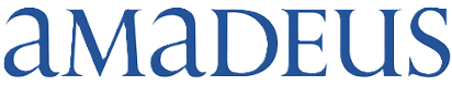 Amadeus company logo with the text 'amadeus' in blue lowercase and uppercase serif font.