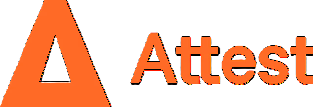 Orange triangle logo next to the word 'Attest' in orange text.
