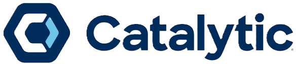 Catalytic company logo featuring a blue hexagonal symbol with a stylized 'C' and the word 'Catalytic' in dark blue text.