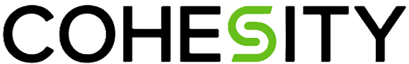 Cohesity company logo with stylized green letter S within the black text.