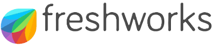 Freshworks company logo with a multicolored abstract leaf icon to the left of the gray lowercase text 'freshworks'.