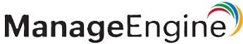 ManageEngine logo with black text and a multi-coloured swoosh design on the right.