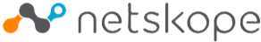 Netskope company logo featuring stylised graphics with orange, grey, and blue connected nodes to the left of the word 'netskope' in lowercase grey letters.