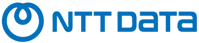 NTT Data logo featuring a circular abstract design to the left of the company name in blue text.