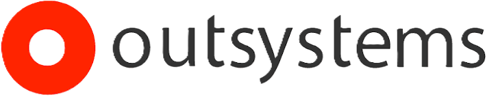 OutSystems company logo featuring a red circular shape with a white center followed by the word 'outsystems' in lowercase dark grey letters.