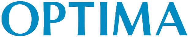 Blue text spelling out the word OPTIMA in uppercase letters.