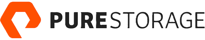 Pure Storage company logo with an orange stylized hexagonal shape followed by the text PURESTORAGE in black.