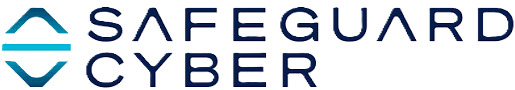 Safeguard Cyber logo with a blue geometric shield-shaped icon to the left of the company name in dark blue uppercase letters.