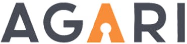 Agari logo with a stylized orange letter A featuring a keyhole in the middle.