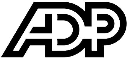 ADP company logo in bold black stylized letters.