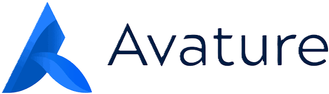 Avature logo with a stylized blue letter A formed by overlapping shapes, next to the word 'Avature' in dark blue text.