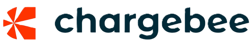 Chargebee company logo with a stylized red geometric icon to the left of the lowercase word 'chargebee' in dark blue.