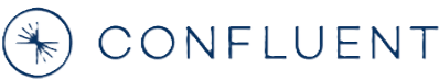 Confluent company logo featuring a circular symbol with radiating lines to the left of the word 'CONFLUENT' in uppercase letters.