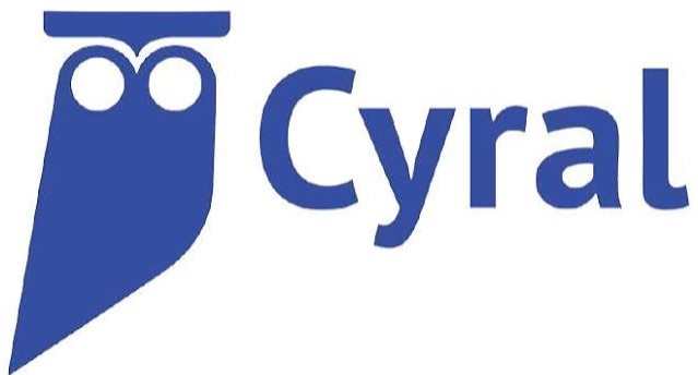 Cyral company logo featuring a stylised blue owl icon next to the word 'Cyral' in blue text.