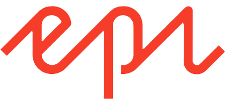 Red lowercase letters 'epi' written in a continuous connected script style.