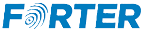 Logo of the brand Forter featuring stylized blue text with a wireless signal icon integrated into the letter F.