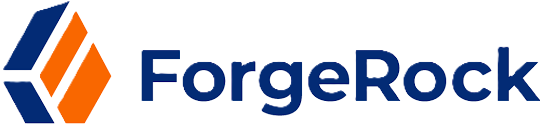 ForgeRock company logo with a geometric blue and orange emblem to the left of the company name in dark blue text.