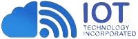 Logo for IOT Technology Incorporated featuring a blue cloud with three curved Wi-Fi signal lines and the company name in blue text to the right.