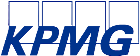 KPMG logo with blue letters and four blue-bordered squares above the letters.