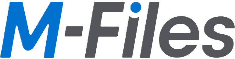 M-Files company logo with a large blue letter M followed by a dash and the word Files in dark grey.