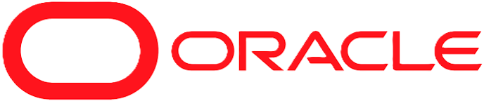 Oracle company logo in red font with a stylized 'O'.