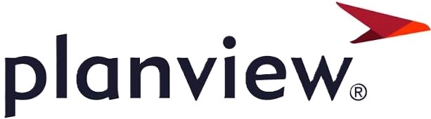 Planview logo with stylized red and orange arrow symbol on the right.