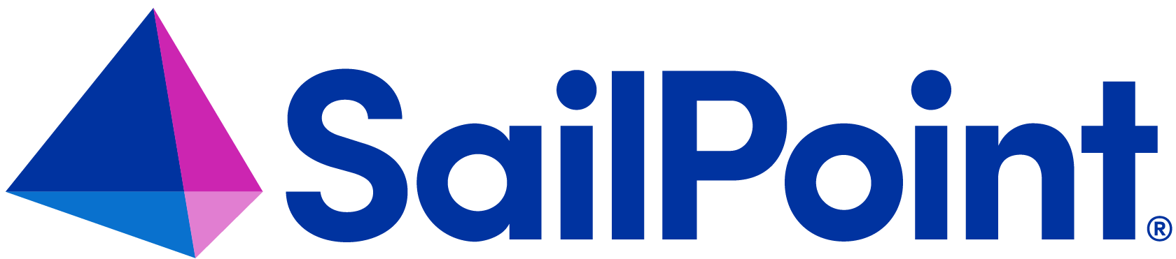 SailPoint company logo with a four-sided pyramid symbol in blue and pink shades to the left of the dark blue text 'SailPoint'.